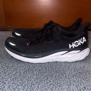Hoka Clifton 8s Black and White Shoes